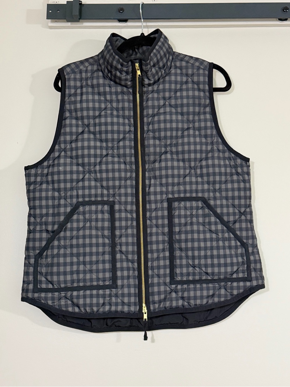 J.CREW Women's Quilted Gingham Vest, sz L